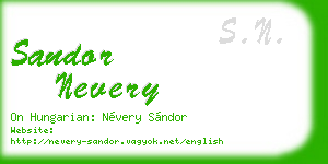 sandor nevery business card
