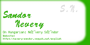 sandor nevery business card